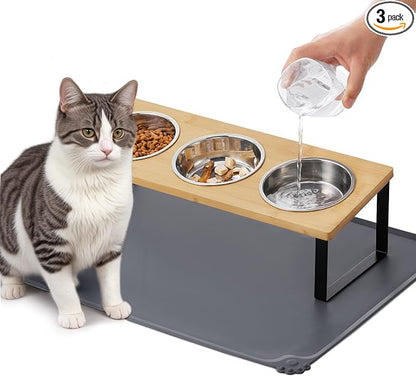 elevated cat bowls 3 dishes